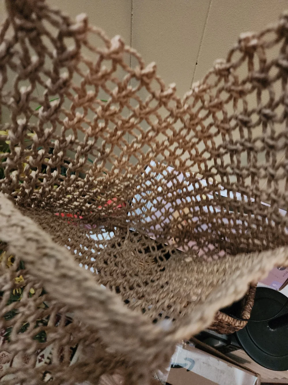 Woven Crochet Hobo Tote Bag in Natural Tan